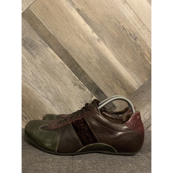 Salvatore Ferragamo Mens Size 10.5 Brown Leather Suede Sneakers Tennis 5512 016U main image 6